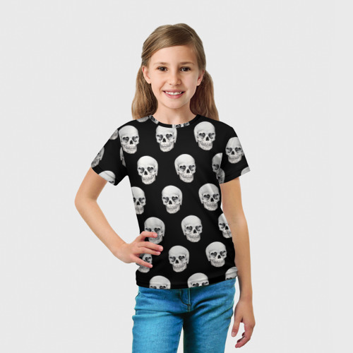 Детская футболка 3D с принтом Черепа, вид сбоку #3