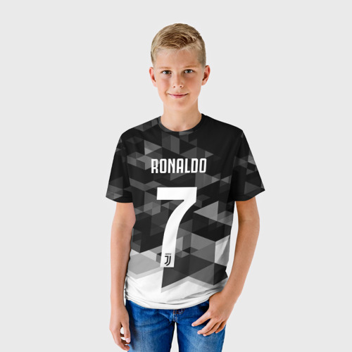 Детская футболка 3D с принтом RONALDO JUVE SPORT, фото на моделе #1