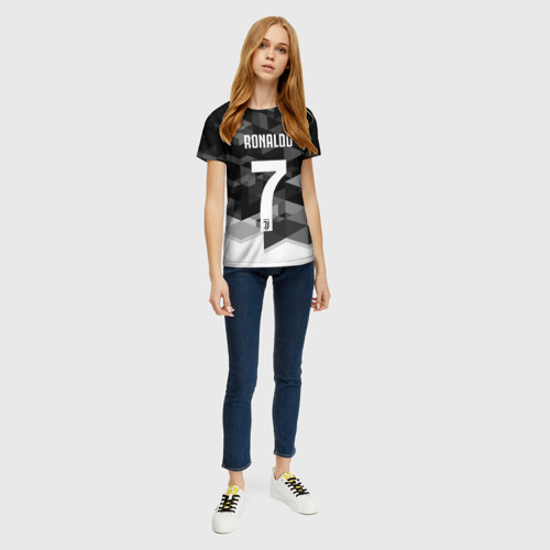 Женская футболка 3D с принтом RONALDO JUVE SPORT, вид сбоку #3