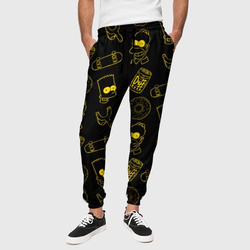 Мужские брюки 3D с принтом Барт и Гомер, вид сбоку #3