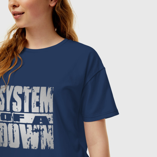 Женская футболка хлопок Oversize с принтом System of a Down, фото на моделе #1