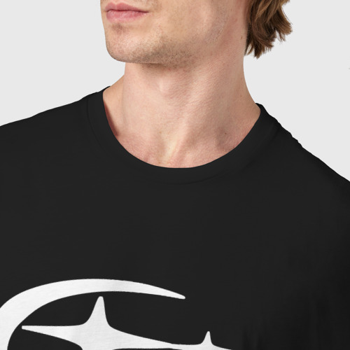 Мужская футболка хлопок с принтом SubaruSect белое лого, фото #4