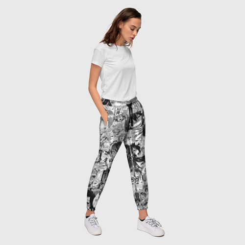 Женские брюки 3D с принтом Ахегао лица, вид сбоку #3