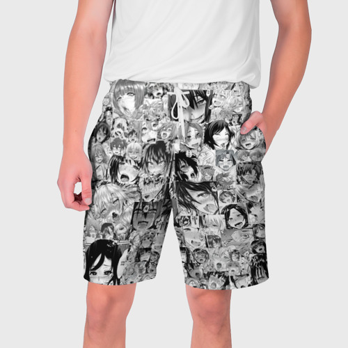 Мужские шорты 3D с принтом Ахегао лица, вид спереди #2