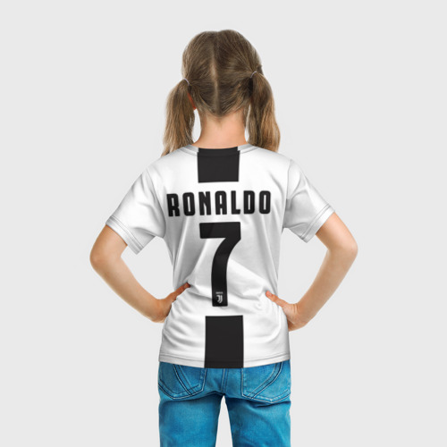Детская футболка 3D с принтом Ronaldo Juventus CR7, вид сзади #2