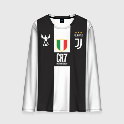 Мужской лонгслив 3D с принтом Ronaldo Juventus CR7, вид спереди #2