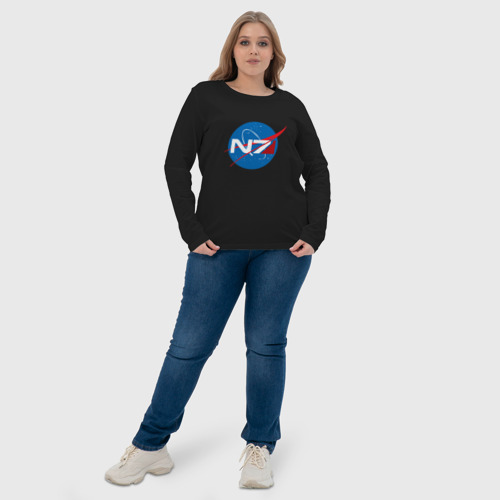 Женский лонгслив хлопок с принтом NASA N7 MASS EFFECT, фото #4