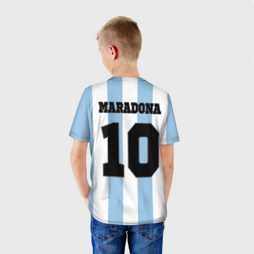 Детская 3D футболка с принтом Марадона Аргентина ретро, вид сзади #2