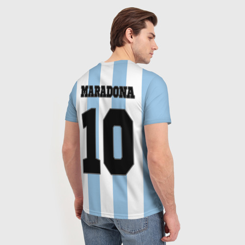 Мужская футболка 3D с принтом Марадона Аргентина ретро, вид сзади #2