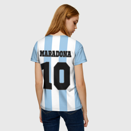 Женская 3D футболка с принтом Марадона Аргентина ретро, вид сзади #2