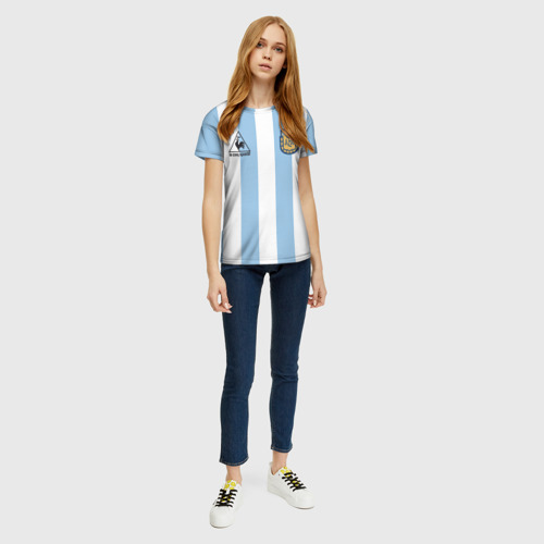 Женская 3D футболка с принтом Марадона Аргентина ретро, вид сбоку #3