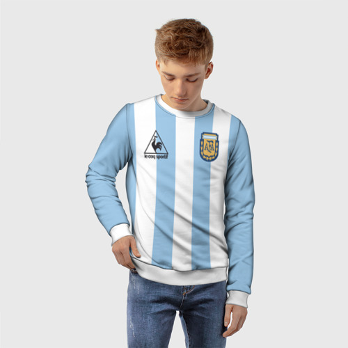 Детский 3D свитшот с принтом Марадона Аргентина ретро, фото на моделе #1