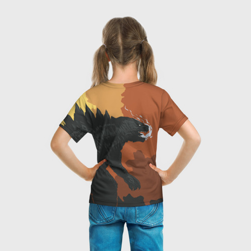Детская футболка 3D с принтом GODZILLA | ГОДЗИЛЛА, вид сзади #2