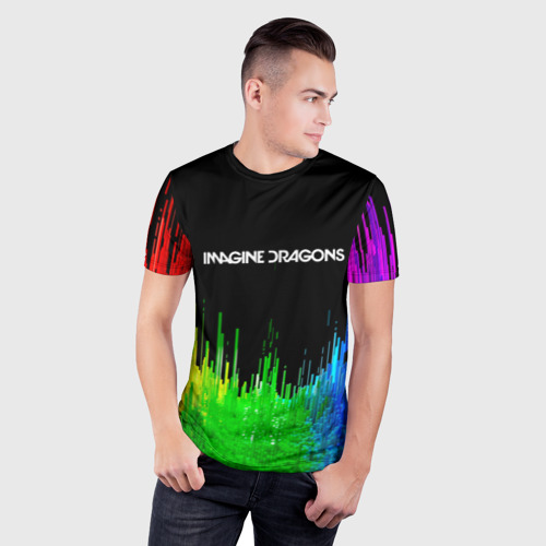 Мужская футболка 3D Slim с принтом IMAGINE DRAGONS, фото на моделе #1