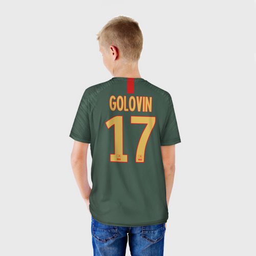 Детская футболка 3D с принтом Golovin away 18-19, вид сзади #2