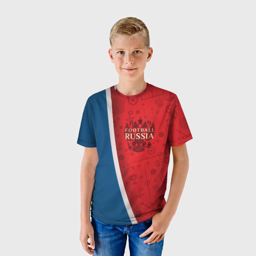 Детская футболка 3D с принтом Football Russia, фото на моделе #1