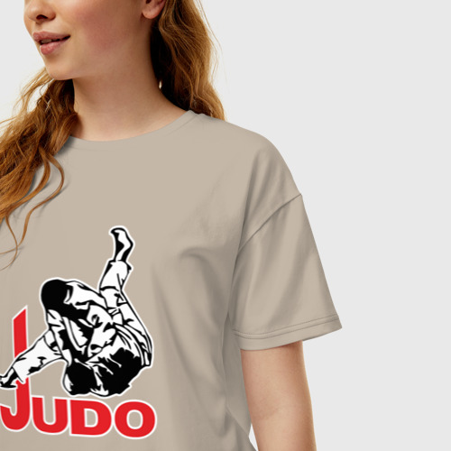 Женская футболка хлопок Oversize с принтом Дзюдо, фото на моделе #1