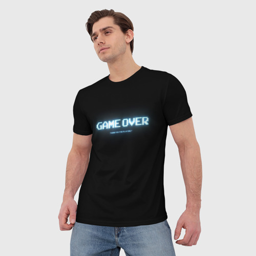 Мужская футболка 3D с принтом Game Over, фото на моделе #1