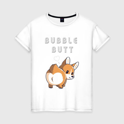 Женская футболка хлопок с принтом Bubble butt, вид спереди #2
