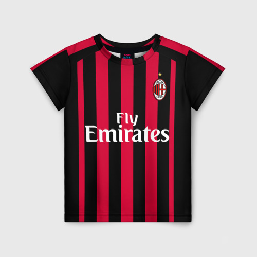 Детская футболка 3D с принтом Milan home 18-19, вид спереди #2