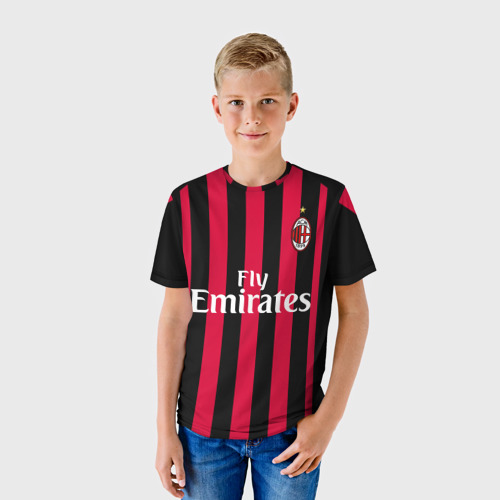 Детская футболка 3D с принтом Milan home 18-19, фото на моделе #1