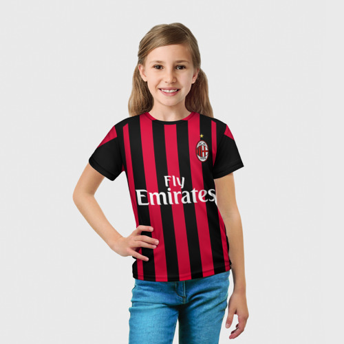 Детская футболка 3D с принтом Milan home 18-19, вид сбоку #3