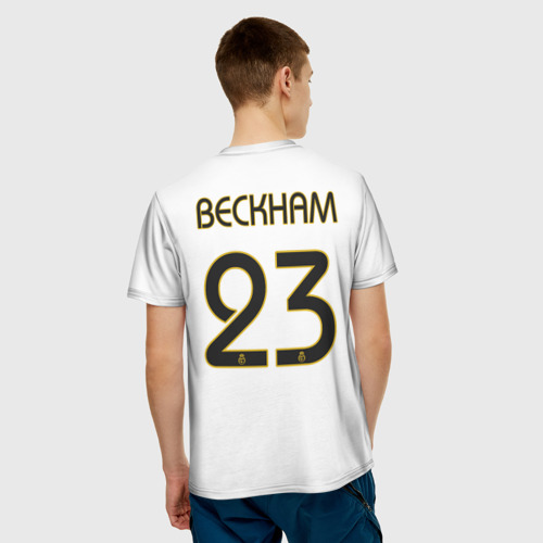 Мужская 3D футболка с принтом Бекхэм Реал Ретро, вид сзади #2
