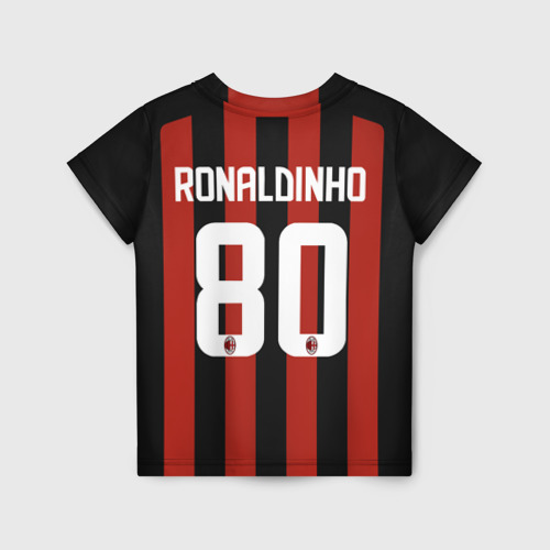Детская футболка 3D с принтом Роналдиньо Милан Ретро, вид сзади #1