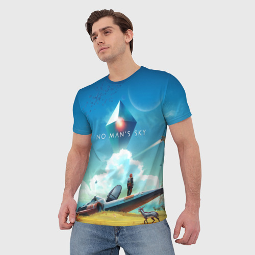 Мужская футболка 3D с принтом No Man’s Sky - Atlas Rises, фото на моделе #1