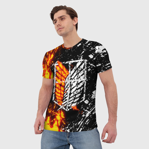 Мужская 3D футболка с принтом Атака титанов: раскаленный, фото на моделе #1
