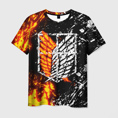 Мужская 3D футболка с принтом Атака титанов: раскаленный, вид спереди #2