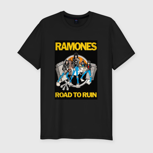 Мужская футболка хлопок Slim с принтом Ramones, вид спереди #2