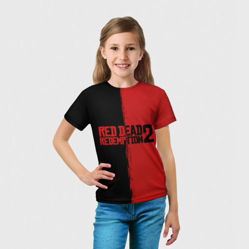 Детская футболка 3D с принтом RED DEAD REDEMPTION 2 | RDR2, вид сбоку #3