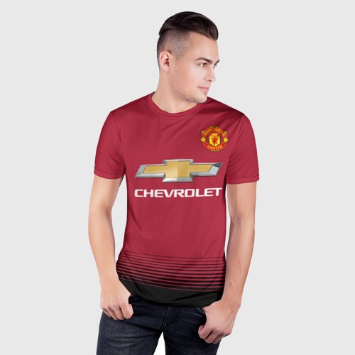 Мужская футболка 3D Slim с принтом Манчестер Юнайтед 18-19, фото на моделе #1