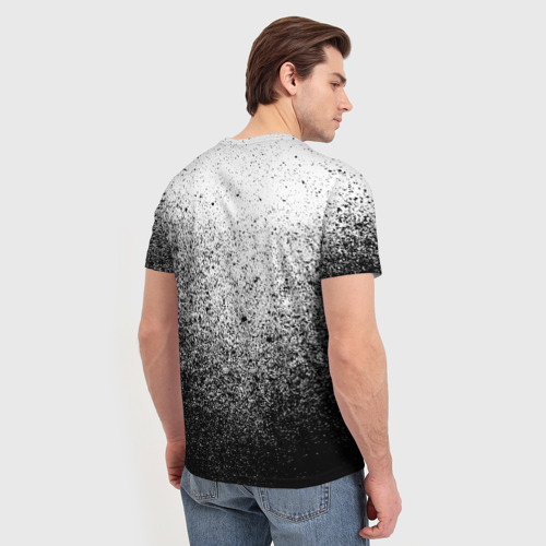 Мужская футболка 3D с принтом БРЫЗГИ КРАСОК ЧЁРНЫЙ, вид сзади #2