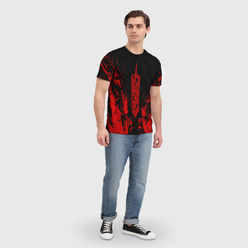 Мужская футболка 3D с принтом Berserk sword red, вид сбоку #3
