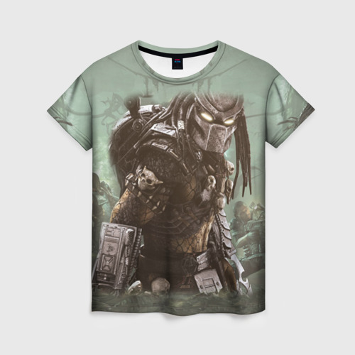 Женская футболка 3D с принтом Хищник, вид спереди #2
