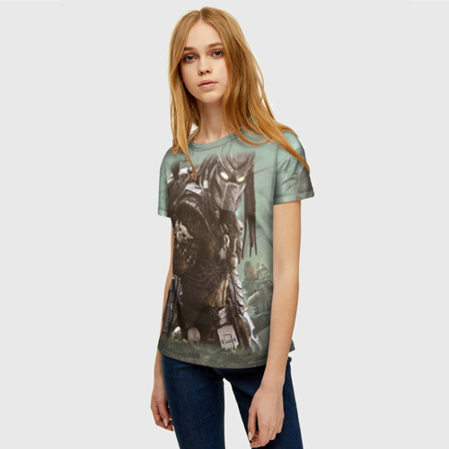 Женская футболка 3D с принтом Хищник, фото на моделе #1