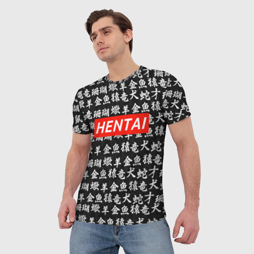 Мужская футболка 3D с принтом HENTAI, фото на моделе #1