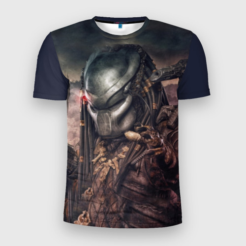 Мужская футболка 3D Slim с принтом Хищник | Predator, вид спереди #2