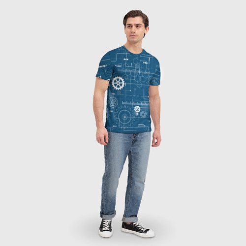 Мужская футболка 3D с принтом Механика, вид сбоку #3