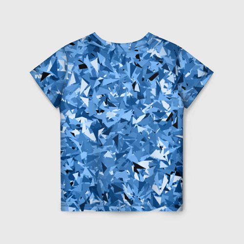 Детская футболка 3D с принтом Сине-бело-голубой лев, вид сзади #1