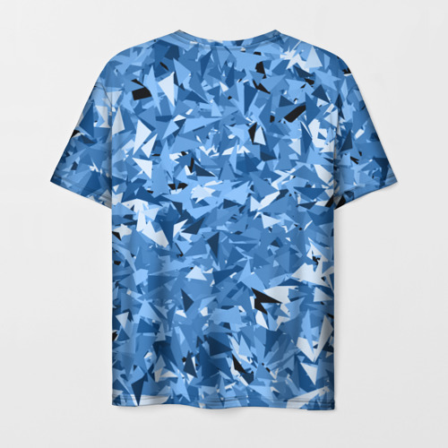 Мужская футболка 3D с принтом Сине-бело-голубой лев, вид сзади #1