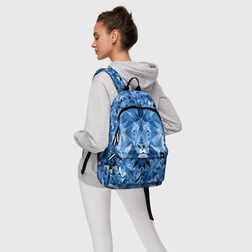 Рюкзак 3D с принтом Сине-бело-голубой лев, фото #4