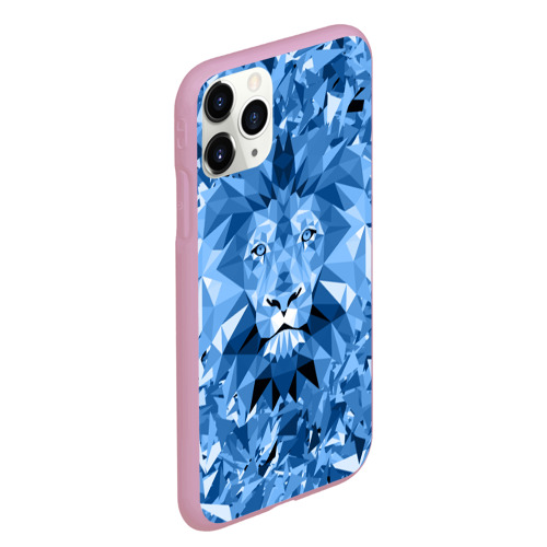 Чехол для iPhone 11 Pro Max матовый с принтом Сине-бело-голубой лев, вид сбоку #3