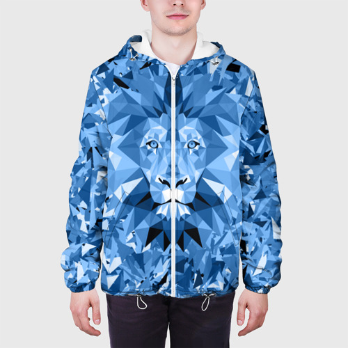 Мужская куртка 3D с принтом Сине-бело-голубой лев, вид сбоку #3
