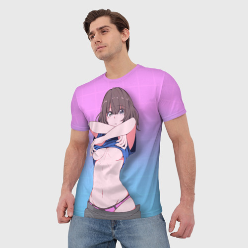 Мужская футболка 3D с принтом Anime girl, фото на моделе #1