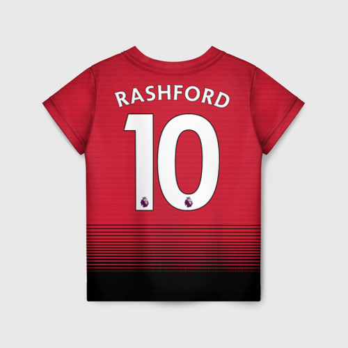 Детская футболка 3D с принтом Rashford home 18-19, вид сзади #1