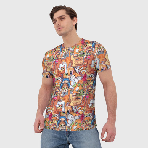 Мужская футболка 3D с принтом Котобомбинг, фото на моделе #1