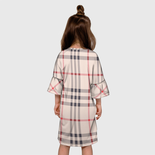 Детское платье 3D с принтом Светлая клетка, вид сзади #2